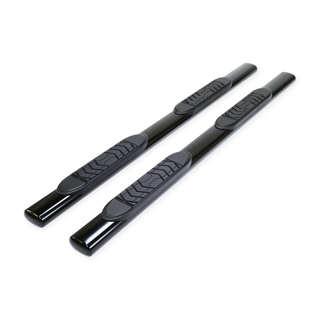 A7031B – TRAILFX Nerf Bar, With Step Pads 5 Inch Oval Straight Powder Coated Black Steel With Welded End Caps Rocker ...